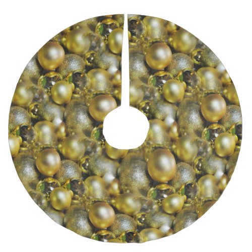 Gold Christmas Baubles Brushed Polyester Tree Skirt