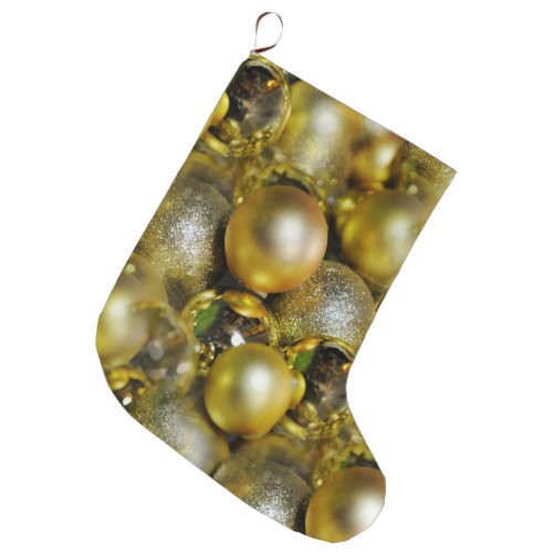 Gold Christmas Baubles Large Christmas Stocking