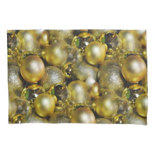 Gold Christmas Baubles Pillow Case