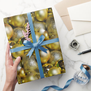 Gold Christmas Baubles Wrapping Paper