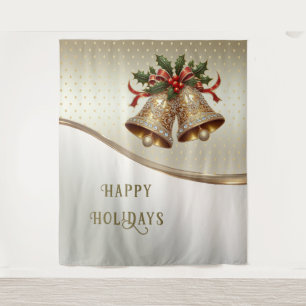 Gold Christmas Bells Holiday Backdrop