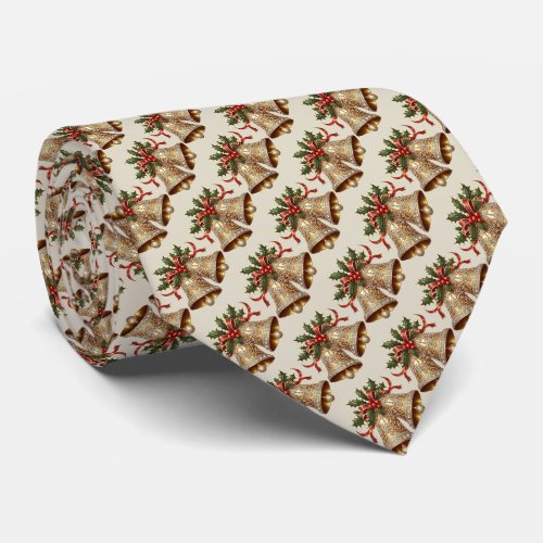 Gold Christmas Bells Holiday Neck Tie
