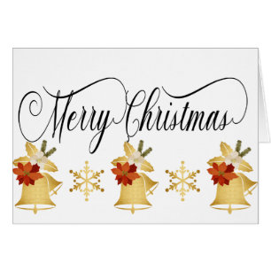 Gold Christmas Bells, Merry Christmas Custom Cards
