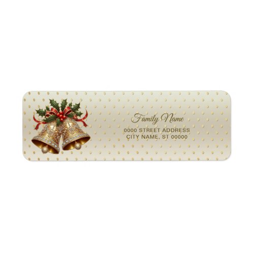 Gold Christmas Bells Return Address Label