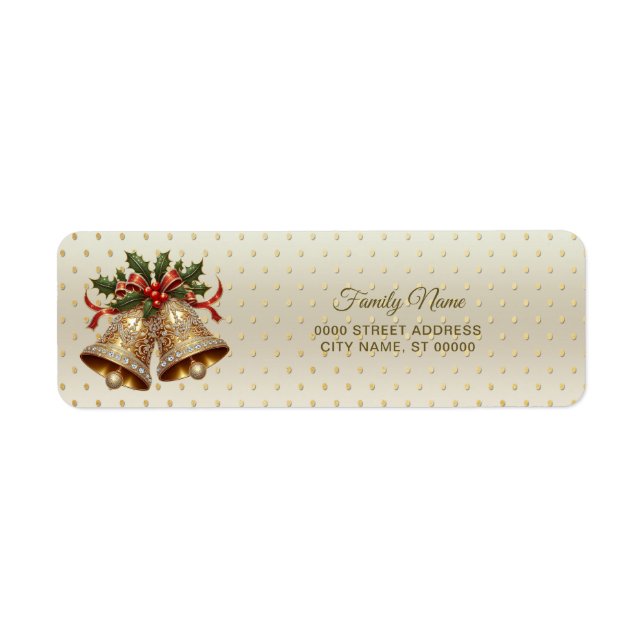 Gold Christmas Bells Return Address Label (Front)