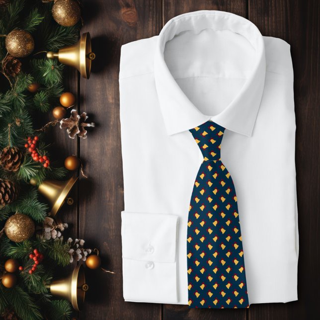 Gold Christmas Bells with Red Bow Holiday Neck Tie (Creator Uploaded)