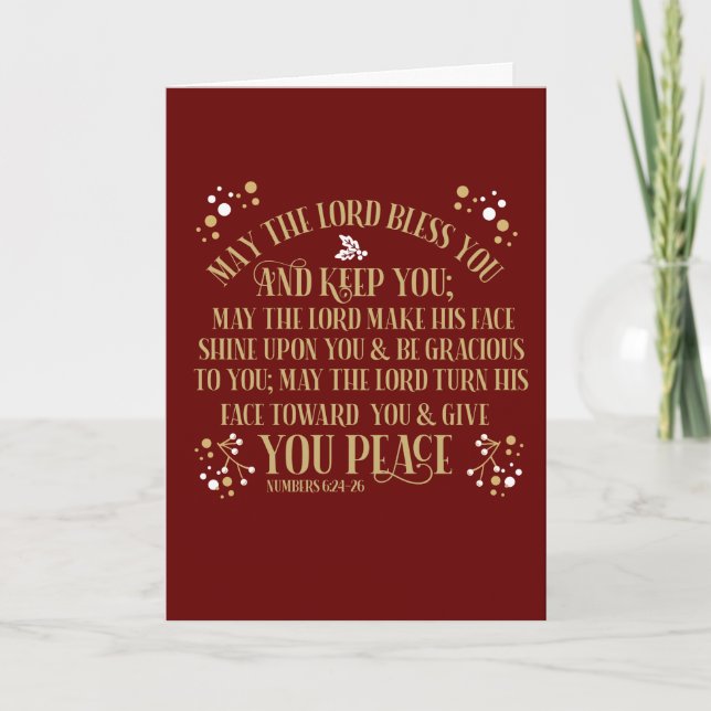 Gold Christmas Blessing Numbers 6:24-26 Photo Holiday Card (Front)