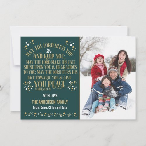 Gold Christmas Blessing Numbers 624_26 Photo Holiday Card