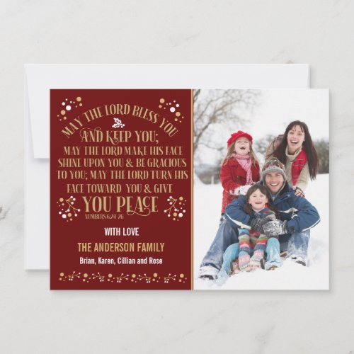 Gold Christmas Blessing Numbers 624_26 Photo Holiday Card