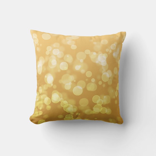 Gold Christmas Bokeh Throw Pillow (Front)