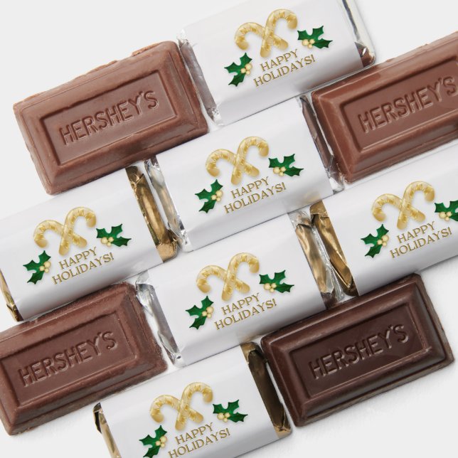 Gold Christmas Candy Cane and Mistletoe Candy Hershey's Miniatures (Assorted)