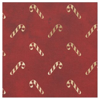Gold Christmas Candy Cane on Red Fabric