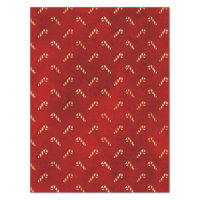 Gold Candy Canes and Holly on Red Christmas Tissue Paper