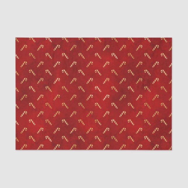 Gold Christmas Candy Canes on Red Tissue Paper (Front)