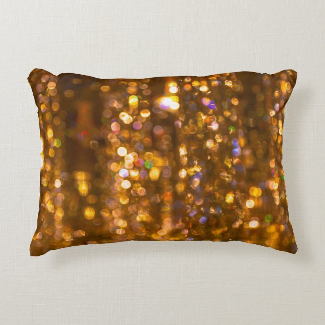 Gold Christmas: Defocused Abstract Background Accent Pillow (Front)