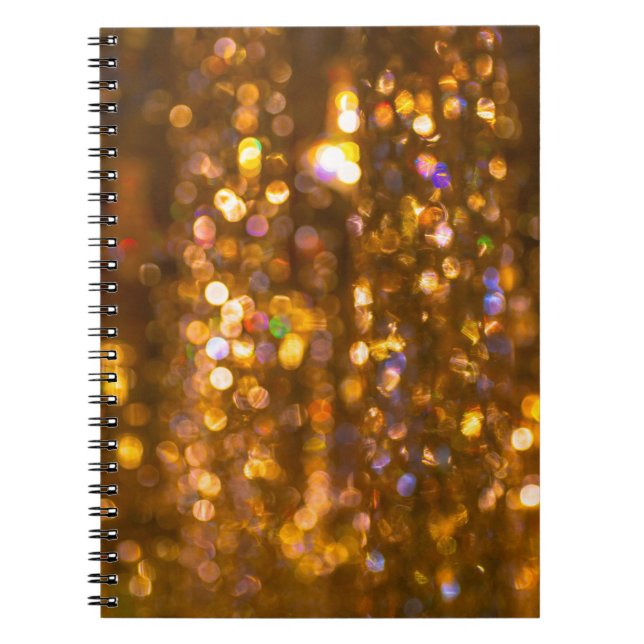 Gold Christmas: Defocused Abstract Background Notebook (Front)