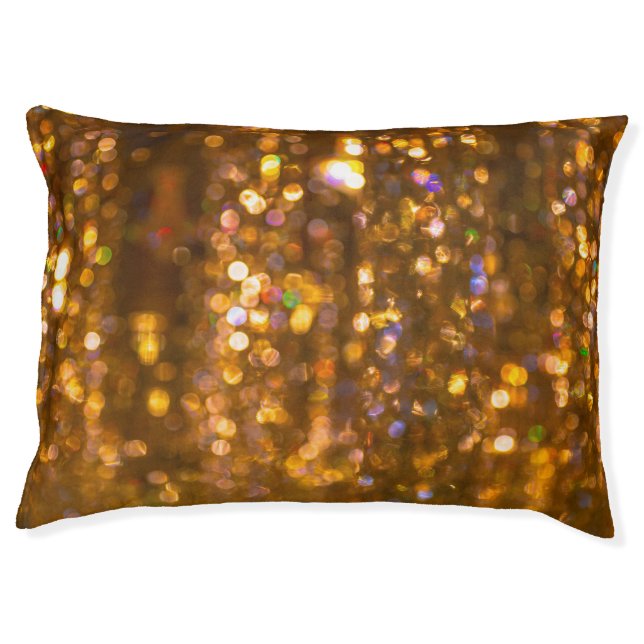 Gold Christmas: Defocused Abstract Background Pet Bed (Front)