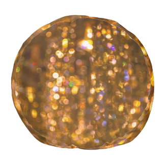 Gold Christmas: Defocused Abstract Background Pouf