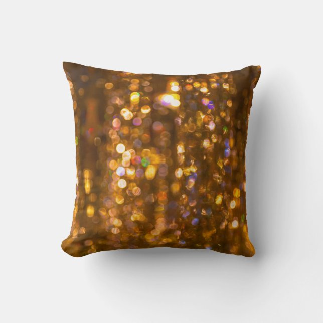 Gold Christmas: Defocused Abstract Background Throw Pillow (Front)
