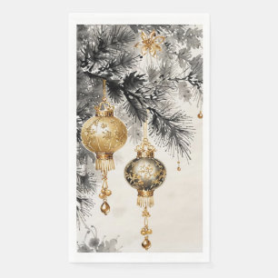 Gold Christmas Design Ink Painting Paper Guest Towels