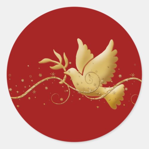 Gold Christmas dove of peace christian event stick Classic Round Sticker