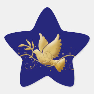 Gold Christmas dove of peace christian event stick Star Sticker