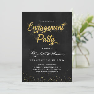 Gold Christmas Engagement Party Invitations
