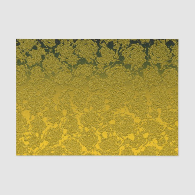 Gold Christmas Floral Succulent Pattern Metallic Tissue Paper (Front)
