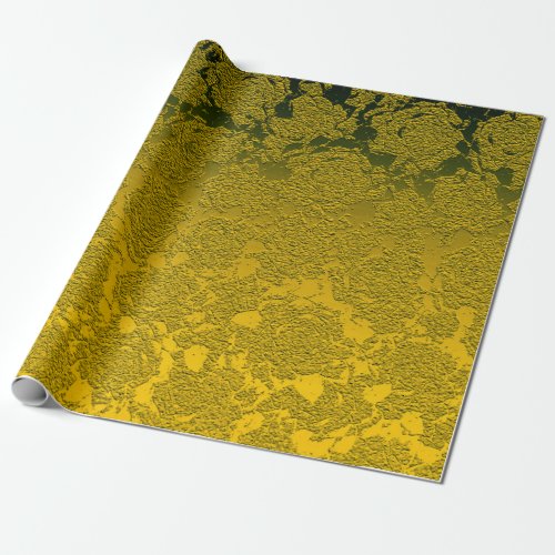 Gold Christmas Floral Succulent Pattern Metallic Wrapping Paper