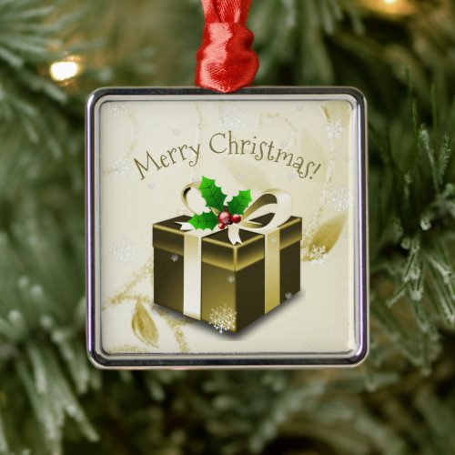 Gold Christmas Gift Ceramic Ornament