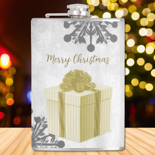 Gold Christmas Gift Holiday Flask