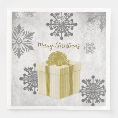 Gold Christmas Gift Holiday Paper Napkin