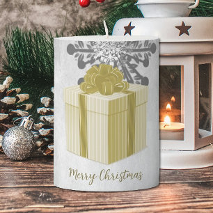 Gold Christmas Gift Holiday Pillar Candle