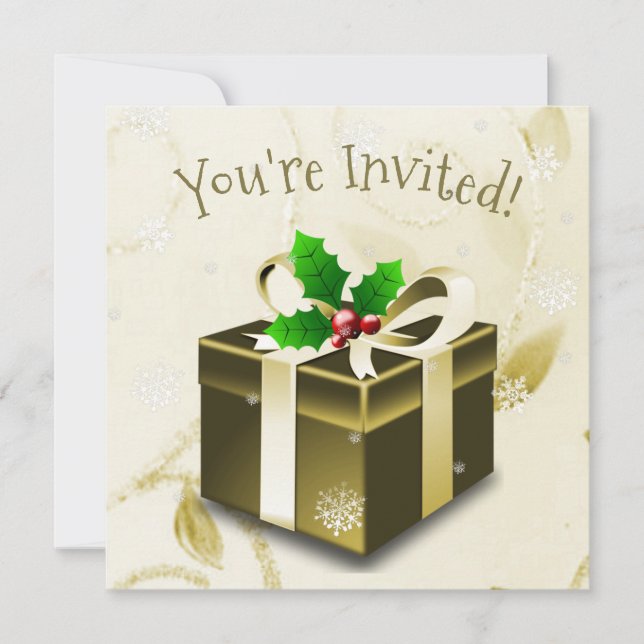 Gold Christmas Gift Invitation (Front)