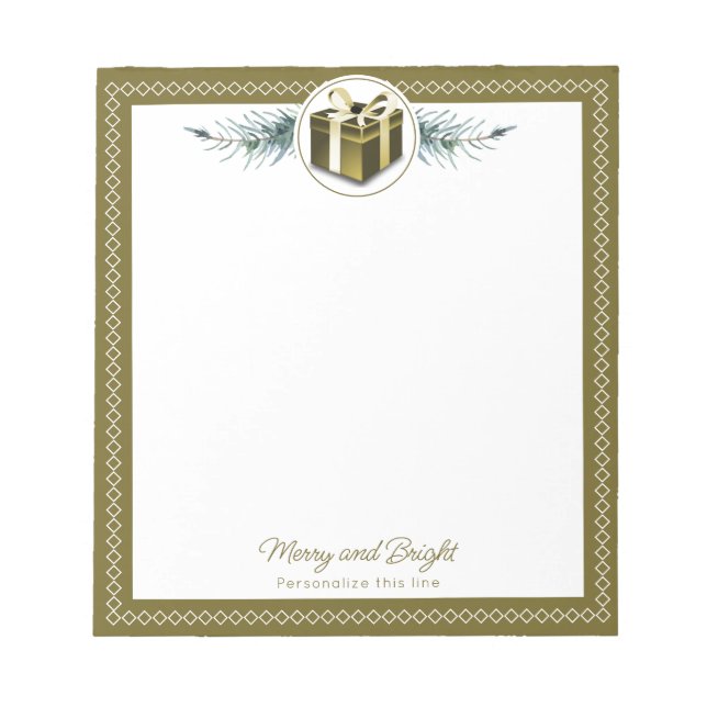 Gold Christmas Gift Personalized Notepad (Front)
