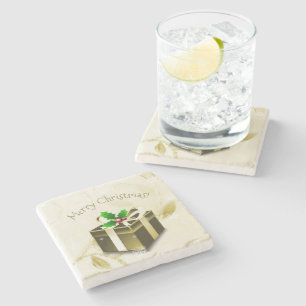 Gold Christmas Gift Stone Coaster