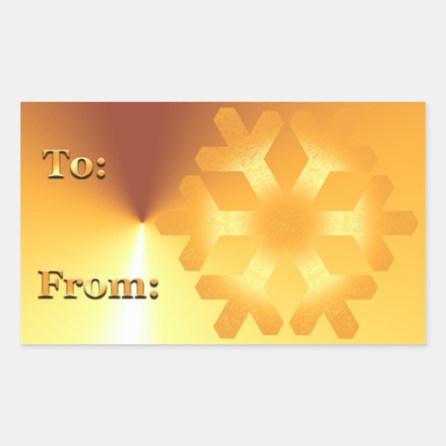 Gold Christmas Gift Tag Stickers Snowflake Design (Front)