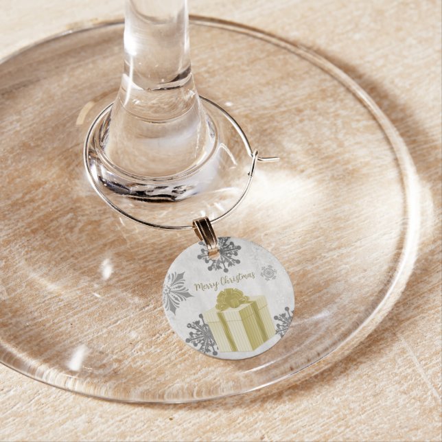 Gold Christmas Gift Wine Charm (In Situ)