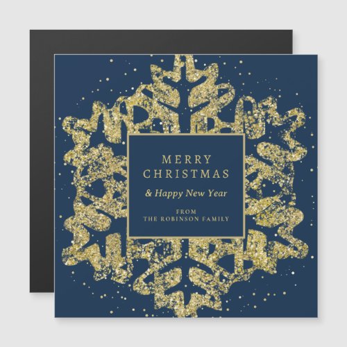 Gold Christmas Glitter Snowflake Corporate Navy 