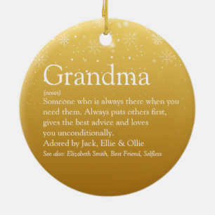 Gold Christmas Grandma Grandmother Definition  Ceramic Ornament