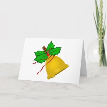 Gold Christmas Handbell Holiday Card by HolidaysShoppe at Zazzle