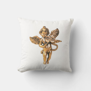 Gold Christmas Holiday Angel Decoration Throw Pillow