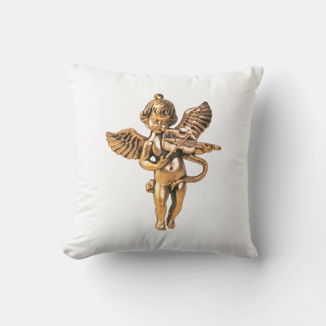 Gold Christmas Holiday Angel Decoration Throw Pillow (Front)