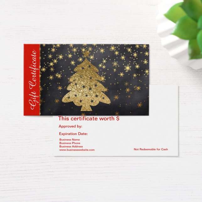 Gold Christmas Holiday Gift Card Certificate (Desk)