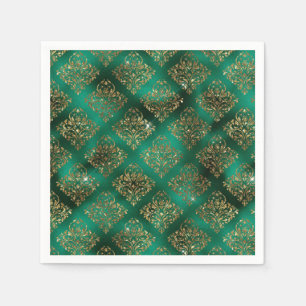 Gold Christmas Holiday Metallic Damask Napkins