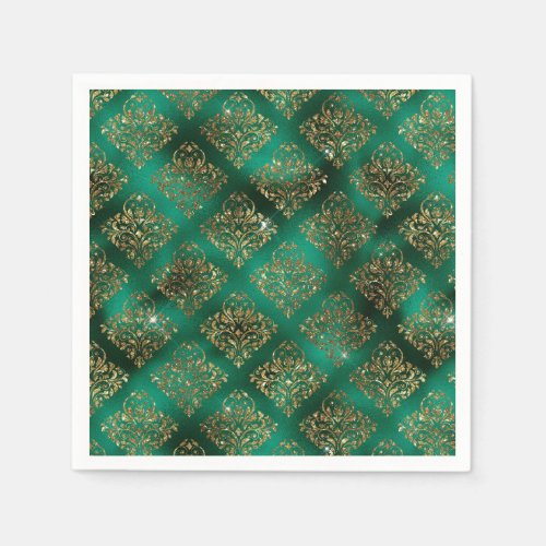 Gold Christmas Holiday Metallic Damask Napkins