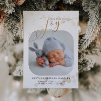 Gold Christmas Joy Baby Photo Birth