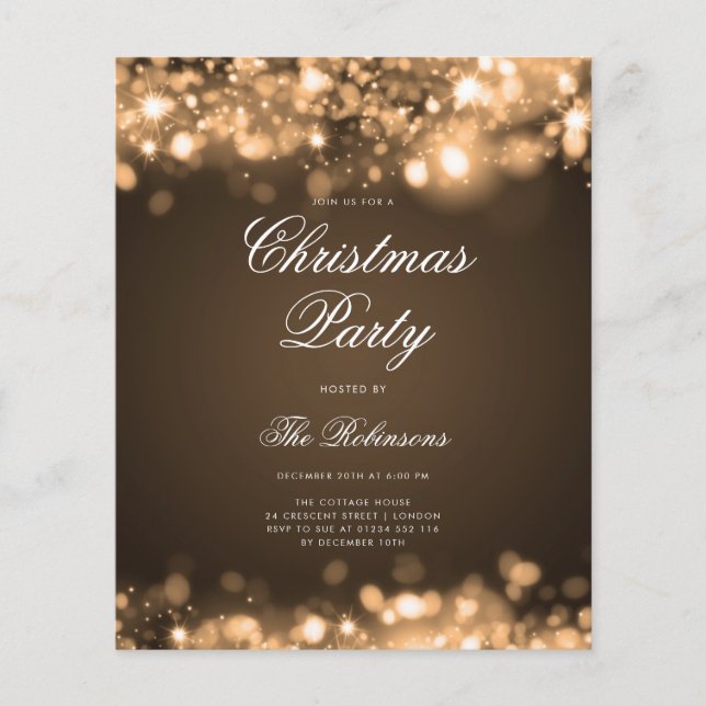 Gold Christmas Lights Invite Program & Menu (Front)