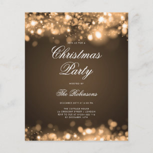 Gold Christmas Lights Invite Program & Menu Flyer