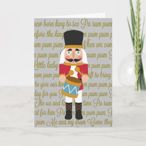 Gold Christmas Little Drummer Boy Holiday Card